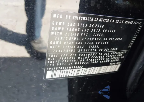 2024 Volkswagen Tiguan 2.0T S z USA, uszkodzony, nr VIN 3VVRB7AX1RM136302